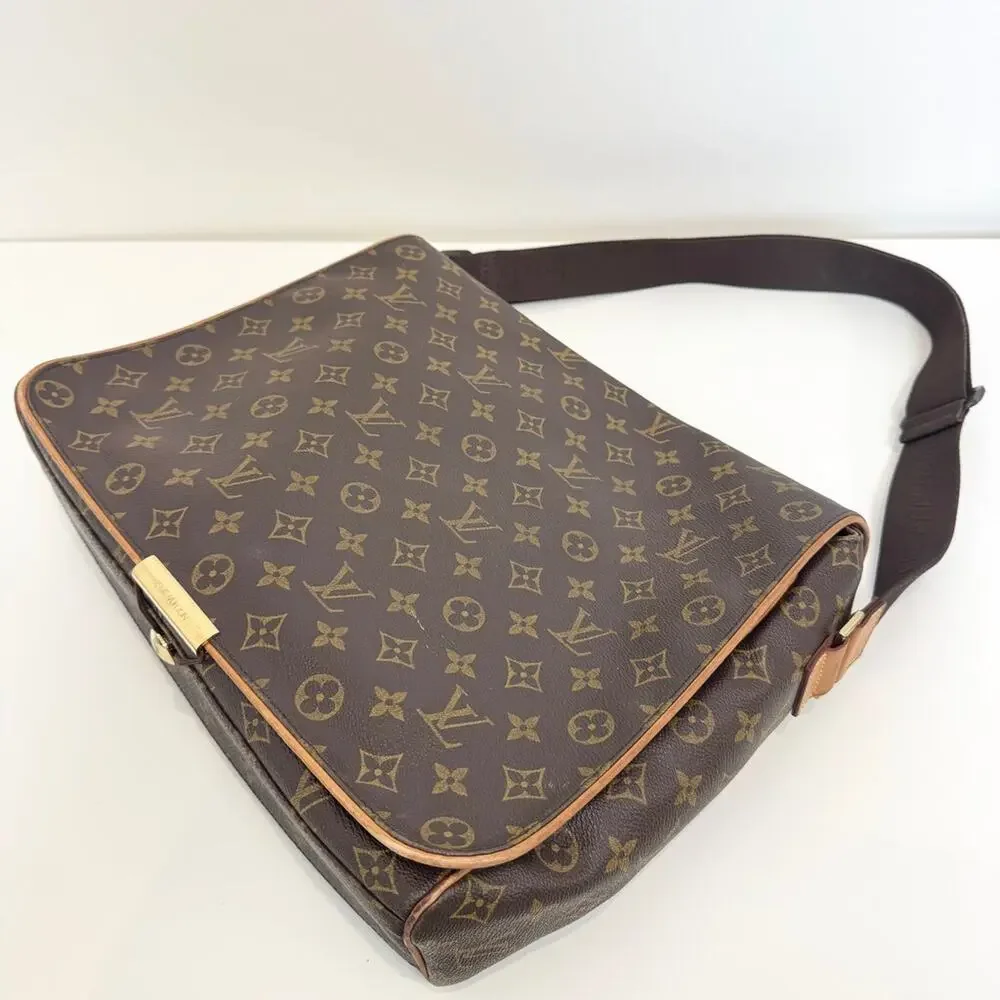 Louis Vuitton Brown Monogram Abbesses Messenger Bag LV Logo Large Crossbody